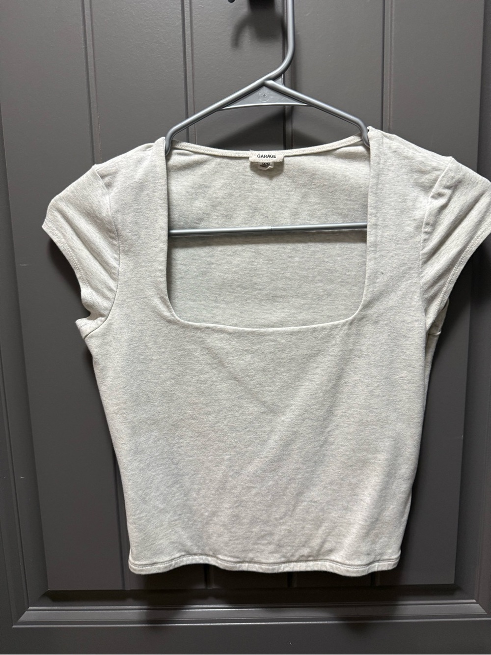 Garage Cream Square Neck Short Sleeve Top